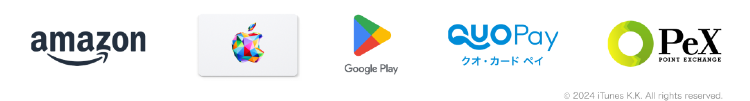 交換先の一覧（amazon・クオカードペイ・Pex・Appleギフトカード・google play）